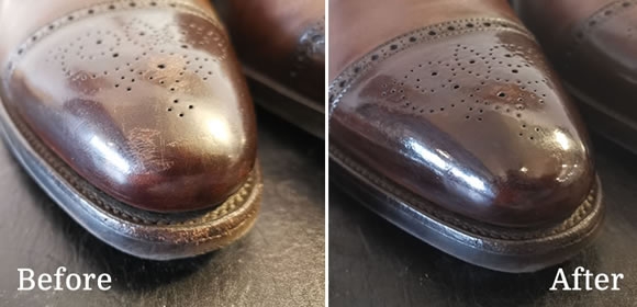treating leather shoes
