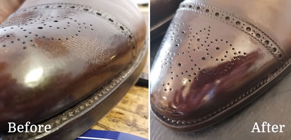 treating leather shoes